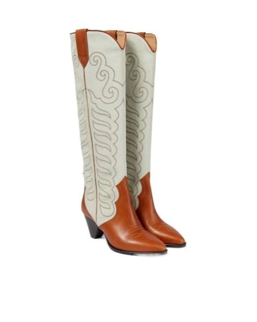 Isabel Marant Multicolor Liela Leather And Suede Cowboy Boots