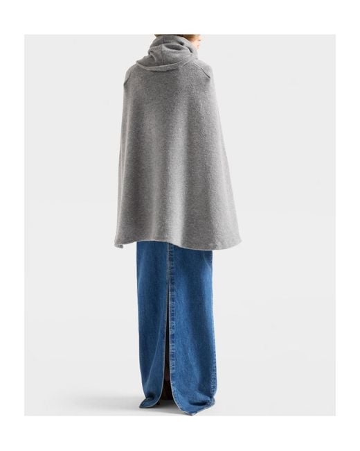 7 For All Mankind Gray Wool Turtleneck Cape Sweater