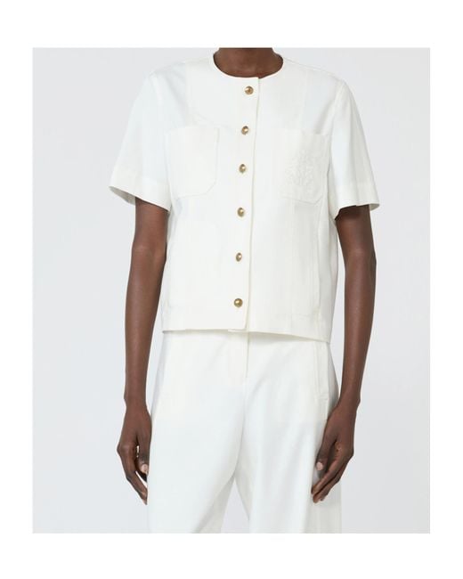 Max Mara White Mxmzanzara Short-Sleeved Button-Up Jacket