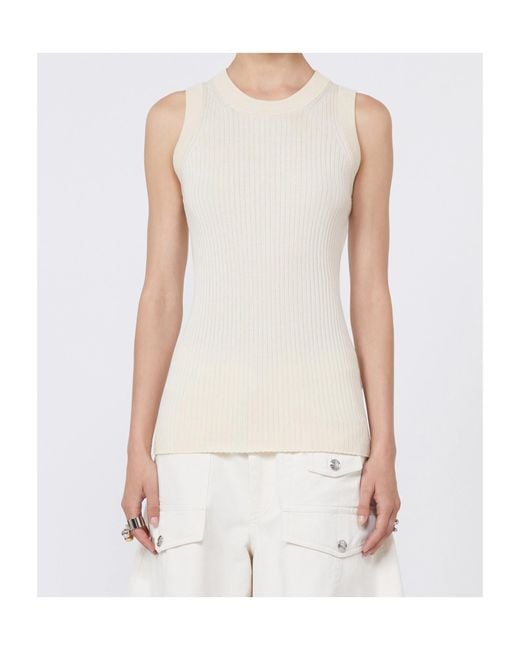 Sportmax White Tione Ribbed Tank Top