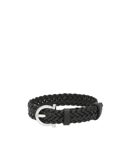 Ferragamo Black Woven Bracelet With Gancini Clasp for men