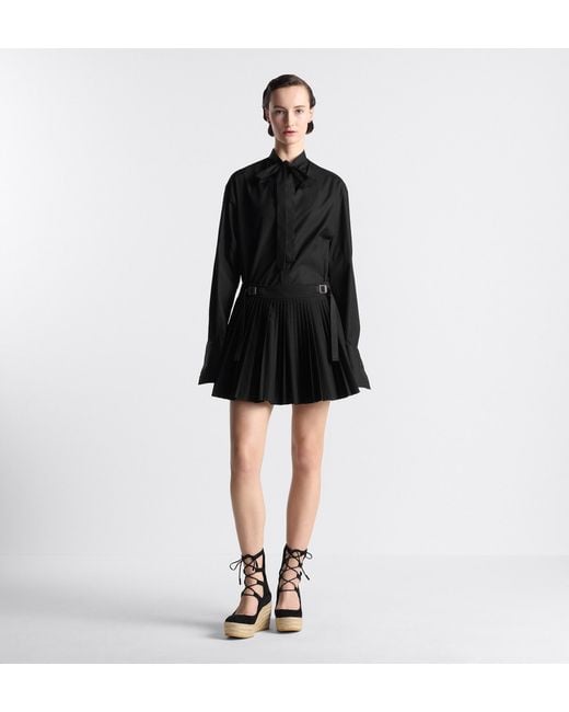 Dior Black Christian Logo Engraved Pleated Mini Skirt
