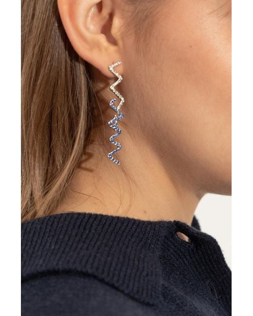 Marni White Symbol Embellished Logo Plaque Earrings