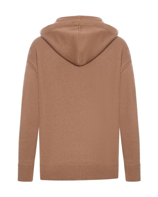 Max Mara Brown 'S Logo Embellished Knitted Hoodie