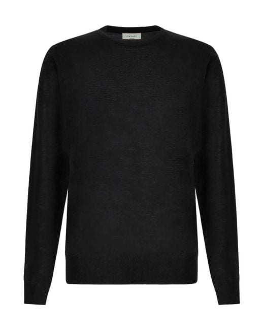 Canali Black Crew-Neck Wool Sweater for men