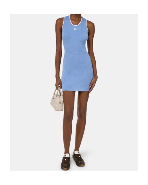 Amiri Blue Logo Detail Sleeveless Dress
