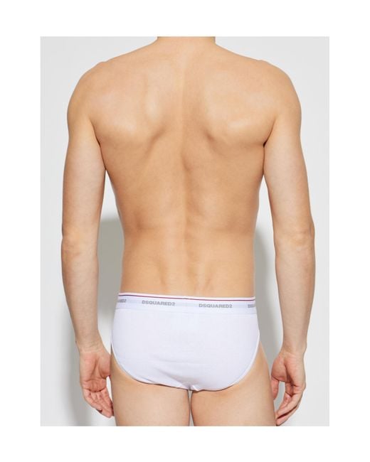 DSquared² White Ribbed Briefs for men