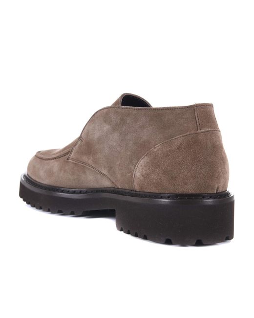 Doucal's Brown Almond Toe Slip-On Loafers for men