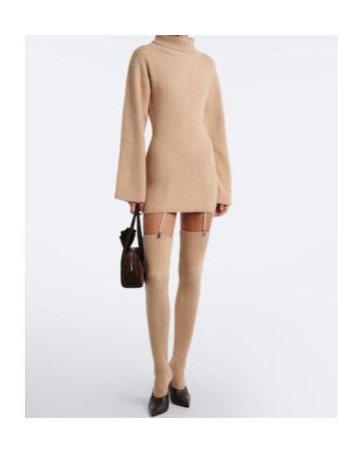 AYA MUSE Natural Cursa Ribbed-Knit Wool Mini Dress And Leggings Set