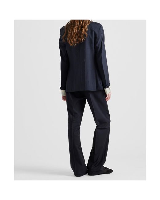 Prada Blue Double-Breasted Kid Mohair Jacket