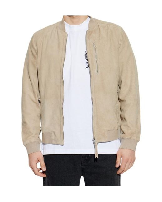AllSaints Natural Kemble Zip-Up Bomber Jacket for men