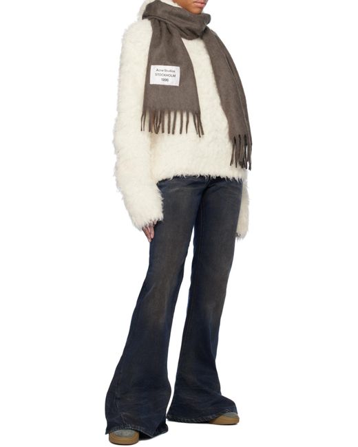 Acne Gray Fringe Scarf for men