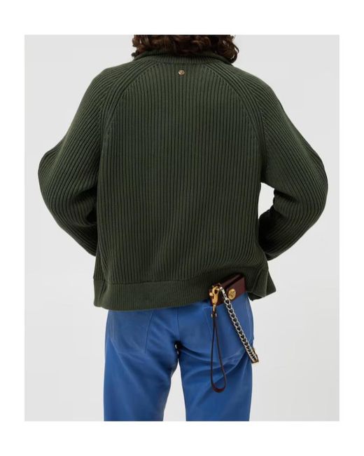 Versace Green Zip-Up Ribbed Cardigan for men