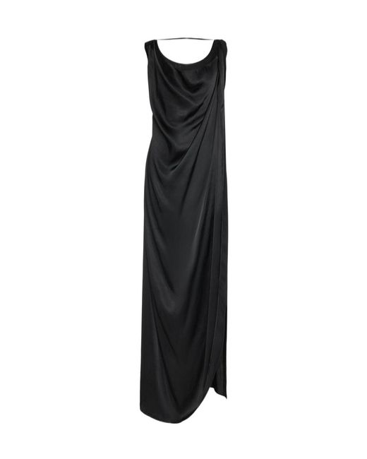 Maison Margiela Black Draped Split Maxi Dress
