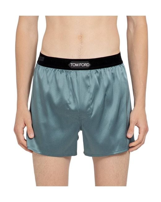 Tom Ford Blue Logo-Waist Loose Fit Boxers for men
