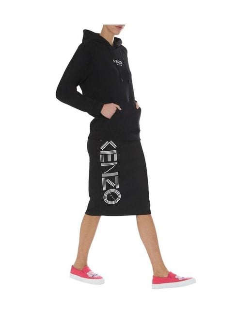 KENZO Black Logo Print Casual Hoodie