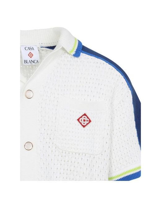 Casablanca Blue Crochet Short-Sleeve Shirt for men