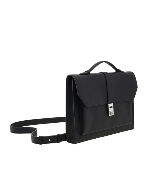 Ferragamo Black Hug Buckle Briefcase for men