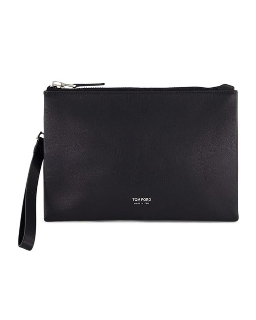 Tom Ford Black Minimal Slim Wristlet Pouch Bag for men
