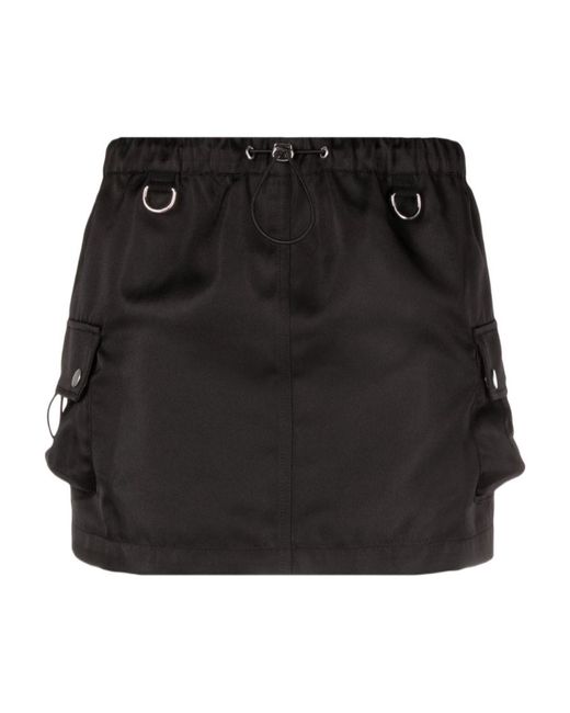Coperni Black Straight Hem Drawstring Cargo Mini Skirt