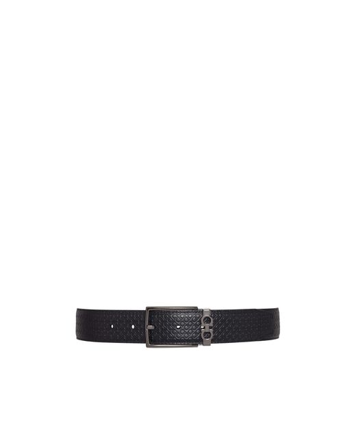 Ferragamo White Gancini-Motif Leather Belt for men