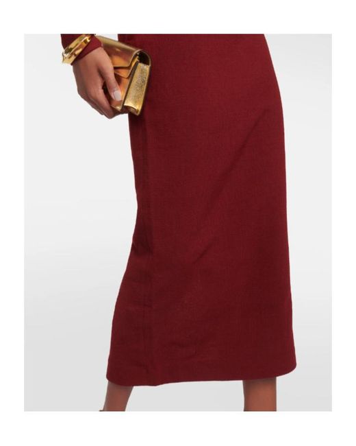 Roland Mouret Red Off-Shoulder Midi Dress