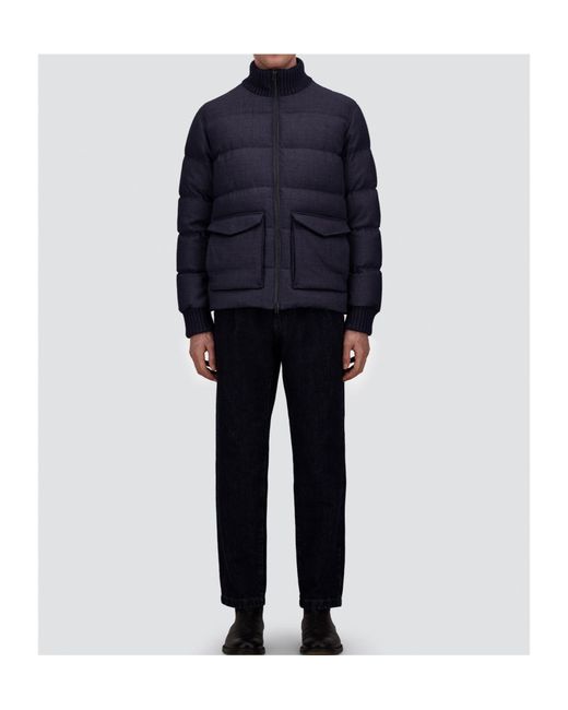 Herno Blue Long-Sleeved Down Jacket for men