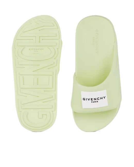 Givenchy Green Logo Rubber Slides