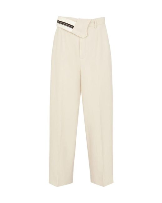 Fendi White Asymmetric Tailored Trousers