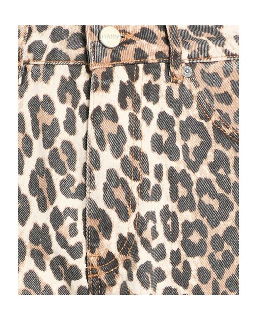Ganni White Leopard Print Jeans