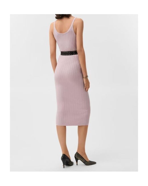 Versace Purple Medusa-Detail Ribbed Knitted Dress