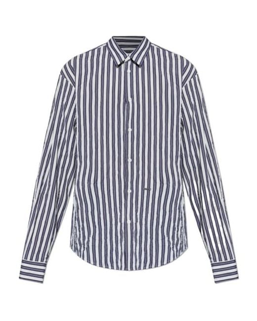 DSquared² Blue Crinkled Striped Shirt for men