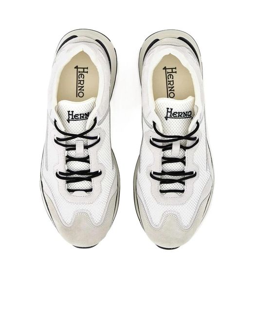 Herno White Maggiore Mesh Panel Low-Top Sneakers for men