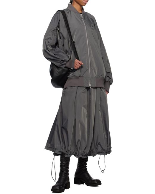 Yohji Yamamoto Gray Logo-Patch Bomber Jacket