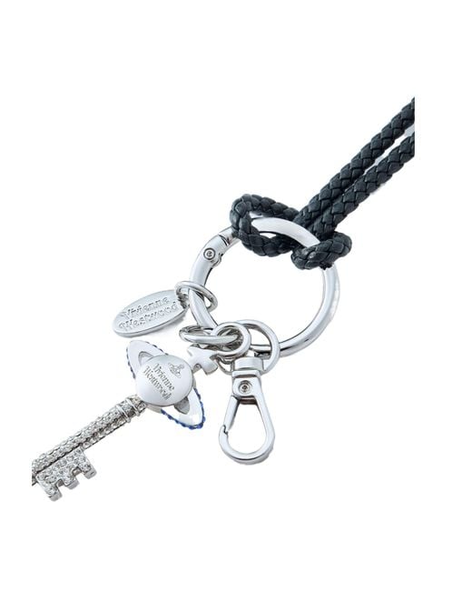 Vivienne Westwood White Diamante Key Orb Necklace for men