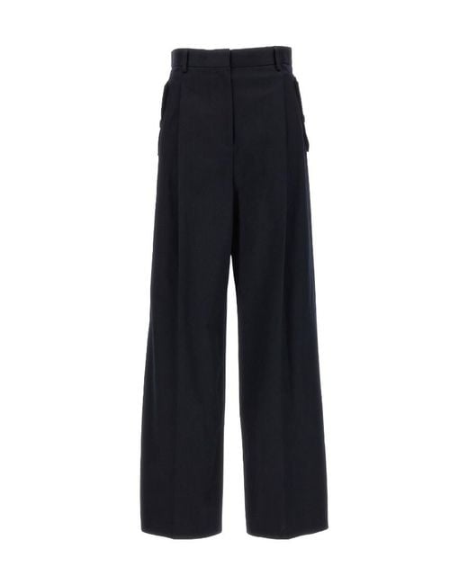 Lanvin Blue High Waist Wide-Leg Gabardine Trousers