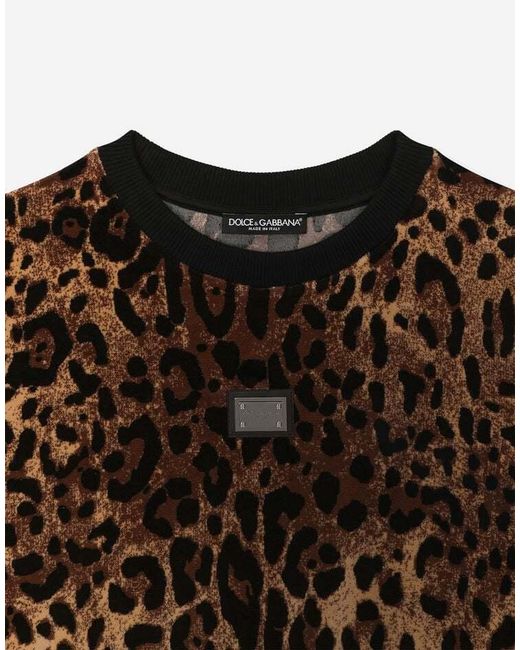 Dolce & Gabbana Black Leopard-Jacquard Chenille Jumper