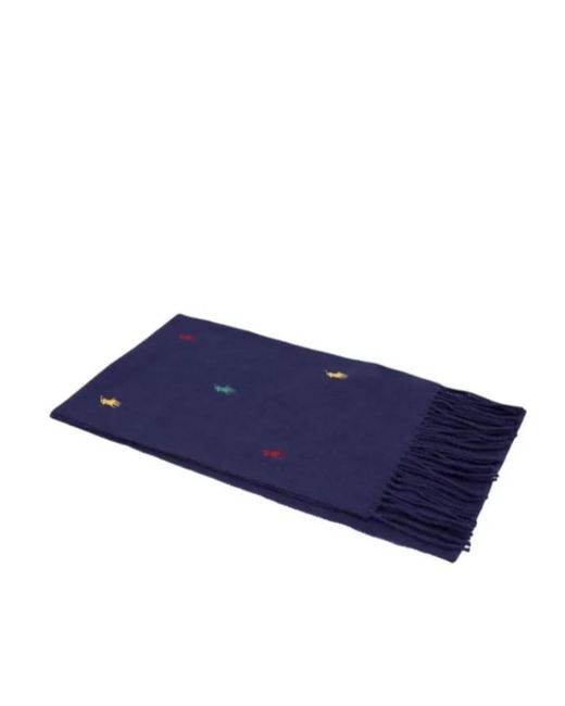 Polo Ralph Lauren Blue Fringed Scarf for men