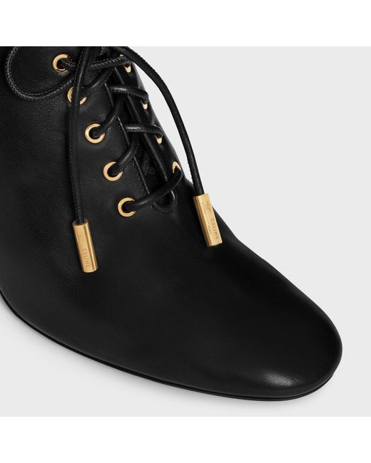 Céline Black Soft Oxford Lace-Up Heeled Ballerina