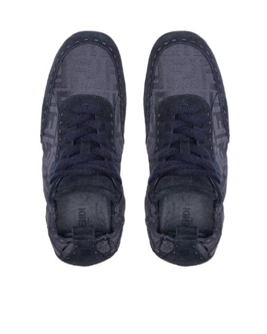 Fendi Blue Fit Lace-Up Sneakers for men