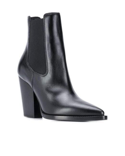Saint Laurent Black Theo Pointed Toe Ankle Boots