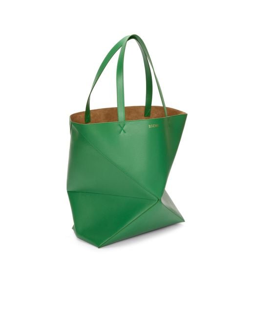 Loewe Green Puzzle Fold Large Tote Bag