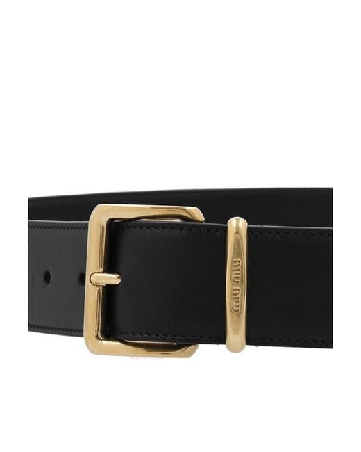 Miu Miu White Logo Engraved Buckle Belt