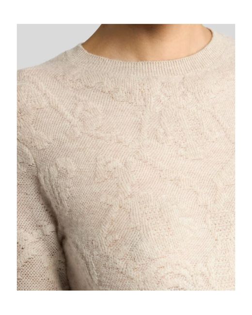 Etro Natural Wool Jacquard Sweater With Placed Motif