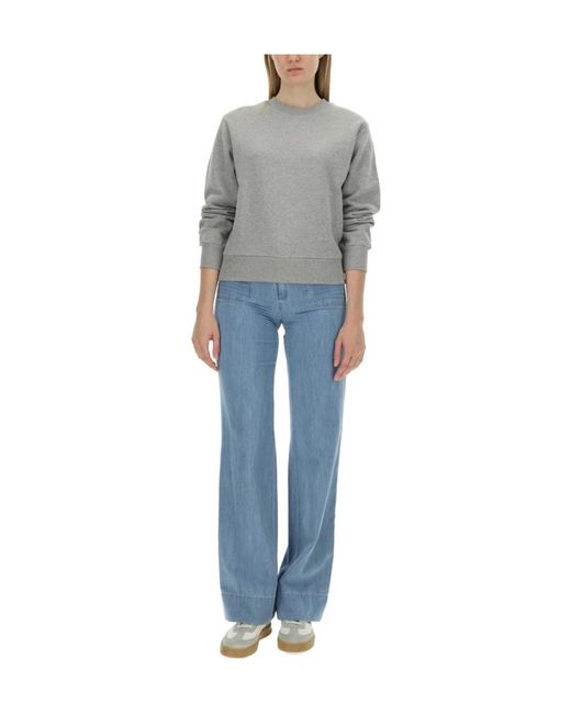 A.P.C. Gray Logo Printed Crewneck Sweatshirt