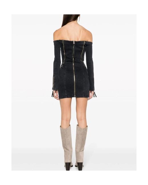 Blumarine Blue Long-Sleeved Zipper Dress