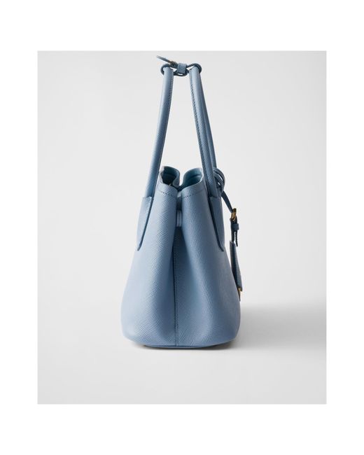 Prada Blue Double Small Saffiano Leather Bag
