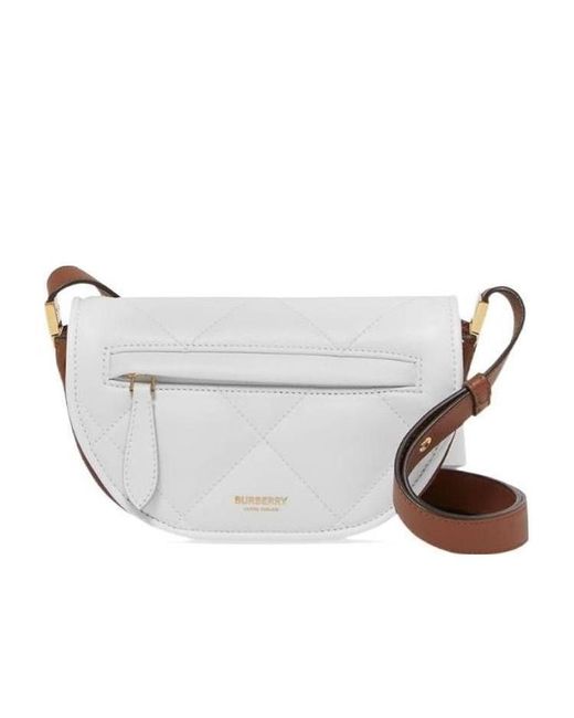 Burberry White Mini Quilted Olympia Bag