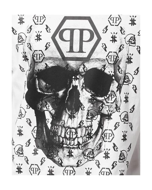 Philipp Plein White Skull Printed Short-Sleeved T-Shirt for men