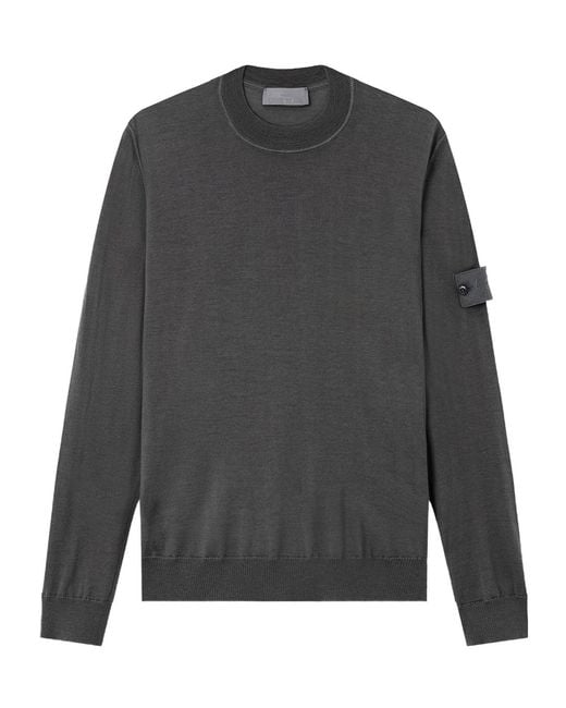 Stone Island Gray Compass Patch Crewneck Jumper for men